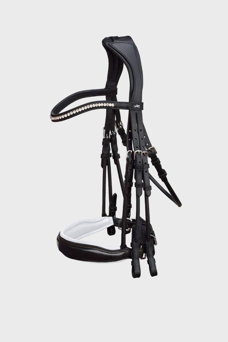 Schockemohle Venice Double Bridle Black/Patent/White/Silver