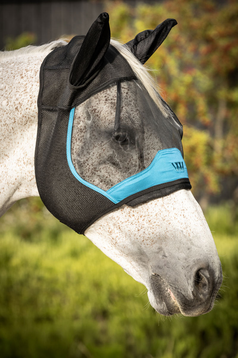 Woof Wear UV Fly Mask with Ears Black/Turquoise