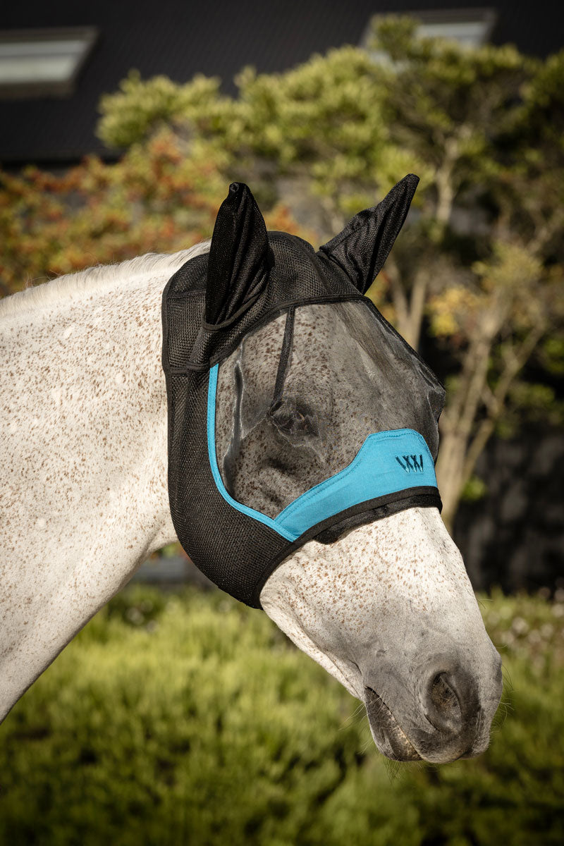 Woof Wear UV Fly Mask with Ears Black/Turquoise