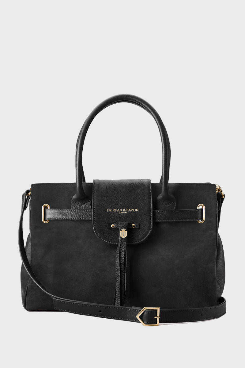 Fairfax & Favor Windsor Handbag Black Suede