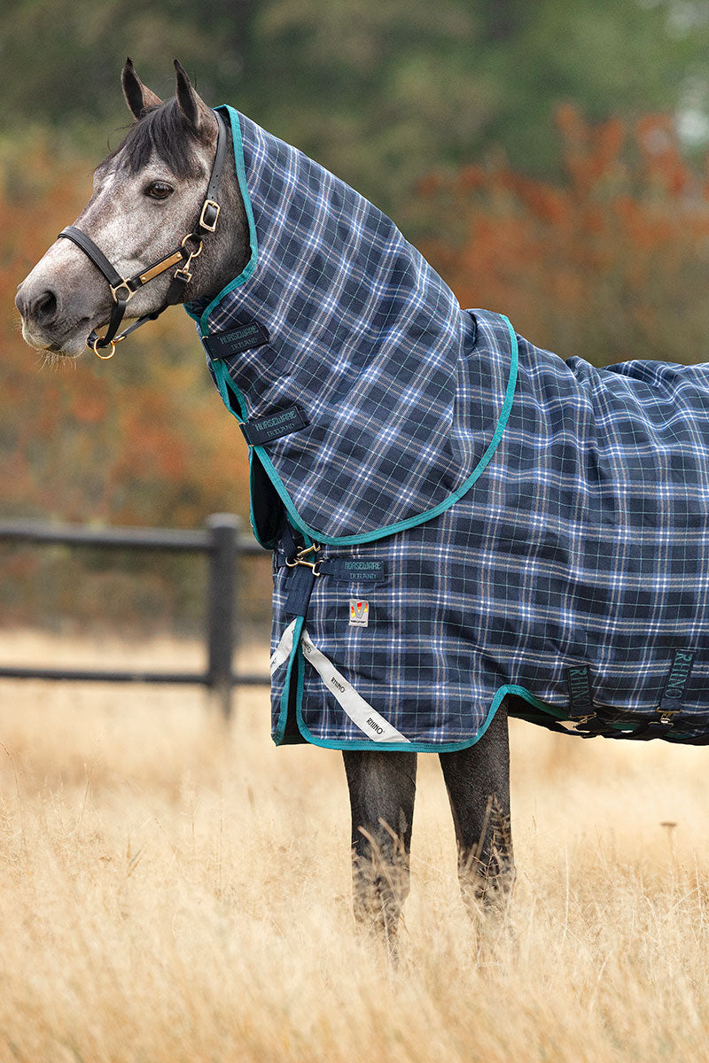Rhino Plus Turnout with Vari-Layer 250g Navy Check/Teal