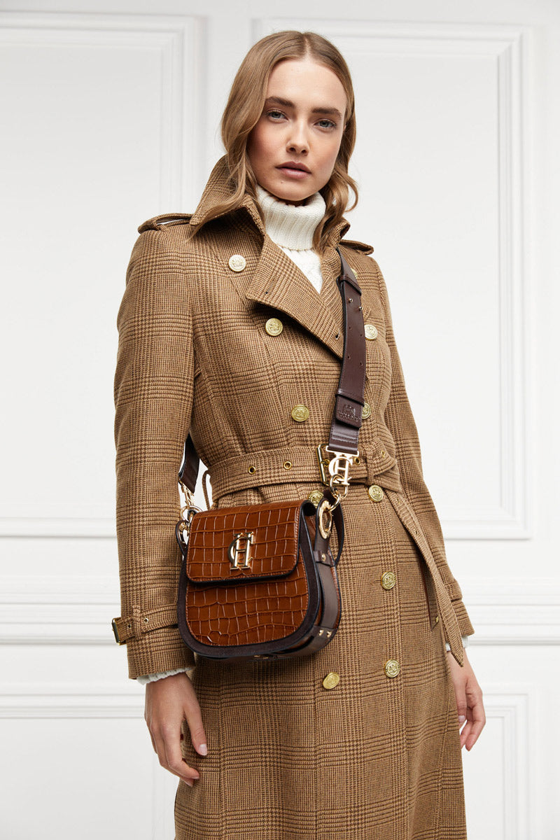 Holland Cooper Chelsea Saddle Bag Tan Croc