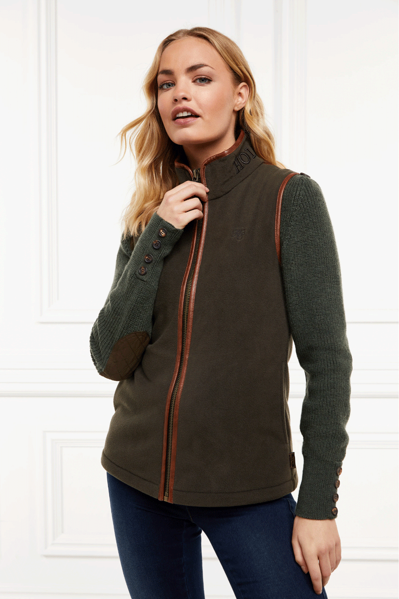 Holland Cooper Country Fleece Gilet Khaki