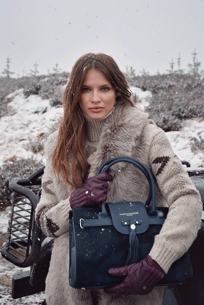 Fairfax & Favor Windsor Handbag Navy Suede