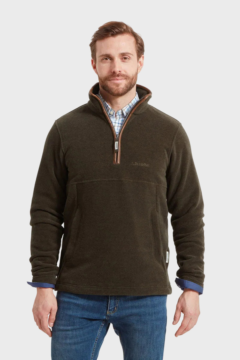 Schoffel Men's Berkeley Quarter Zip Fleece Dark Olive