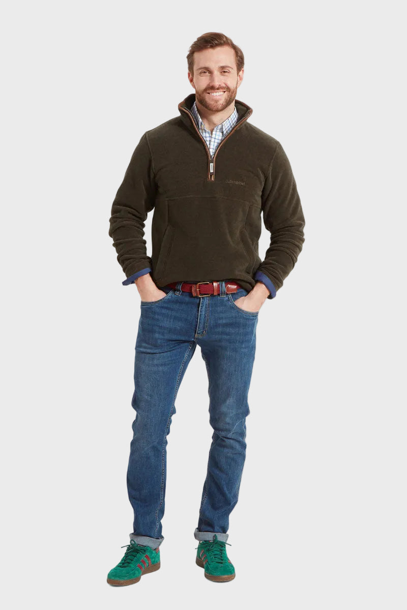 Schoffel Men's Berkeley Quarter Zip Fleece Dark Olive