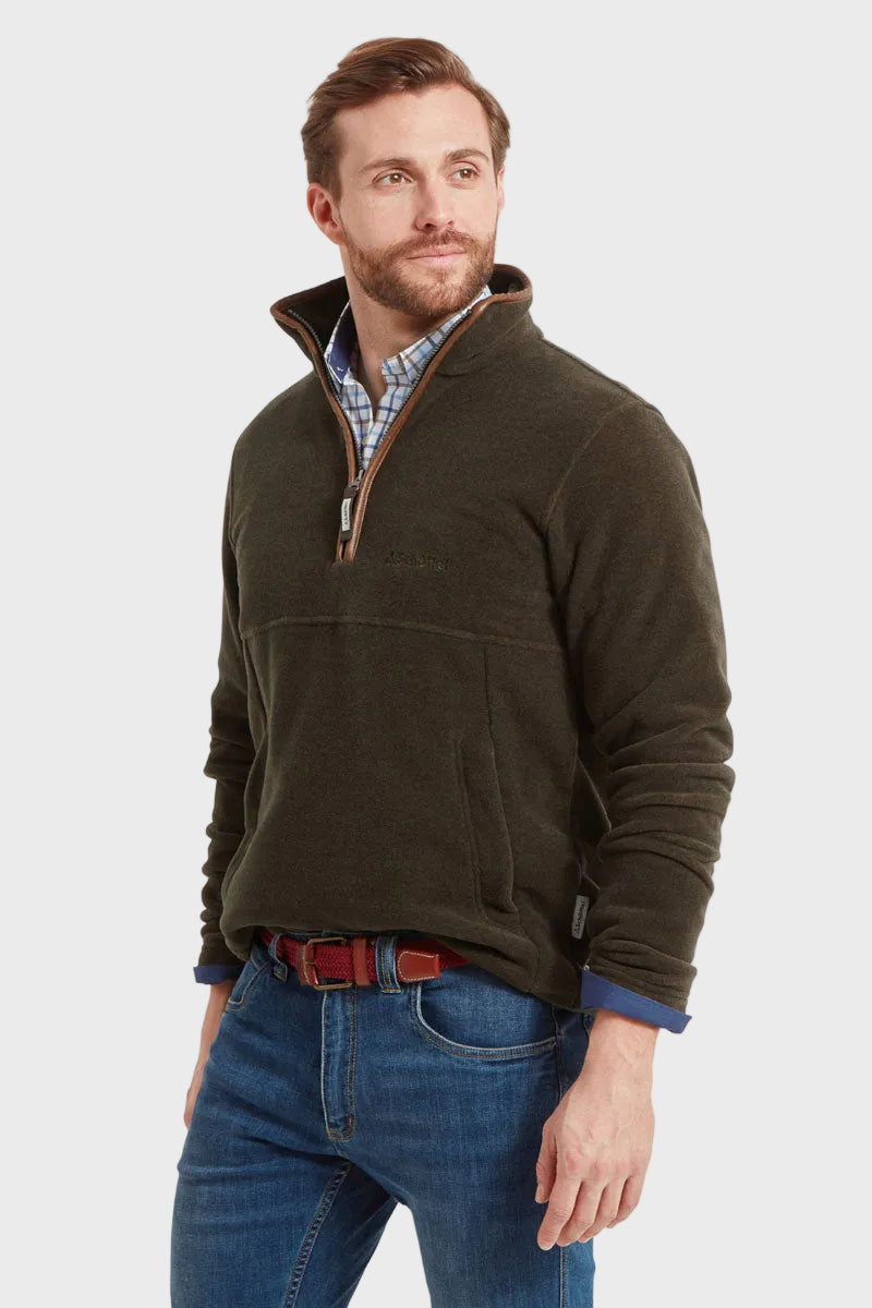 Schoffel Men's Berkeley Quarter Zip Fleece Dark Olive