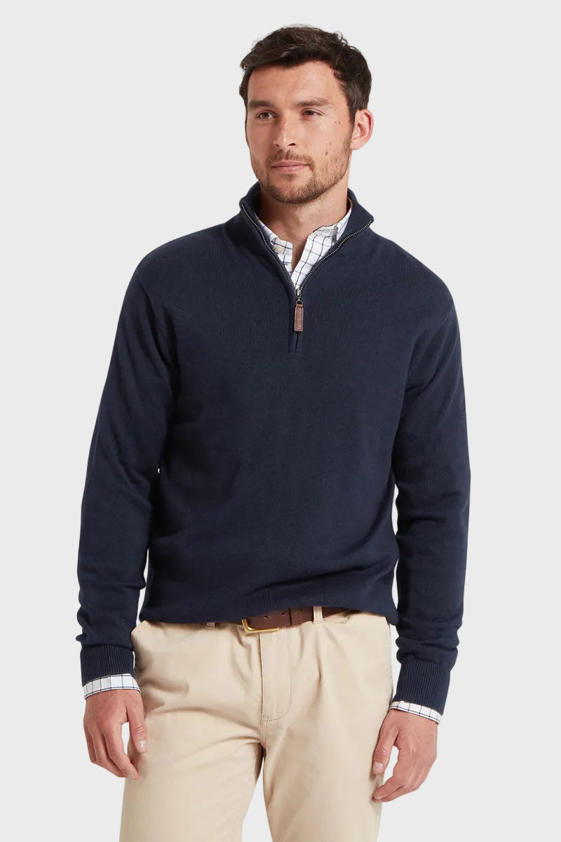 Schoffel Men's Calton Cable Quarter Zip Jumper Navy