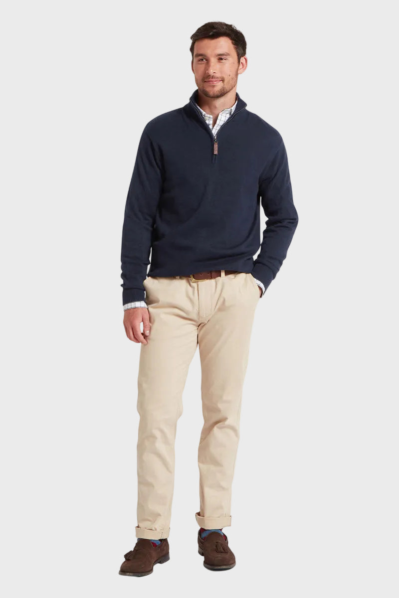 Schoffel Men's Calton Cable Quarter Zip Jumper Navy