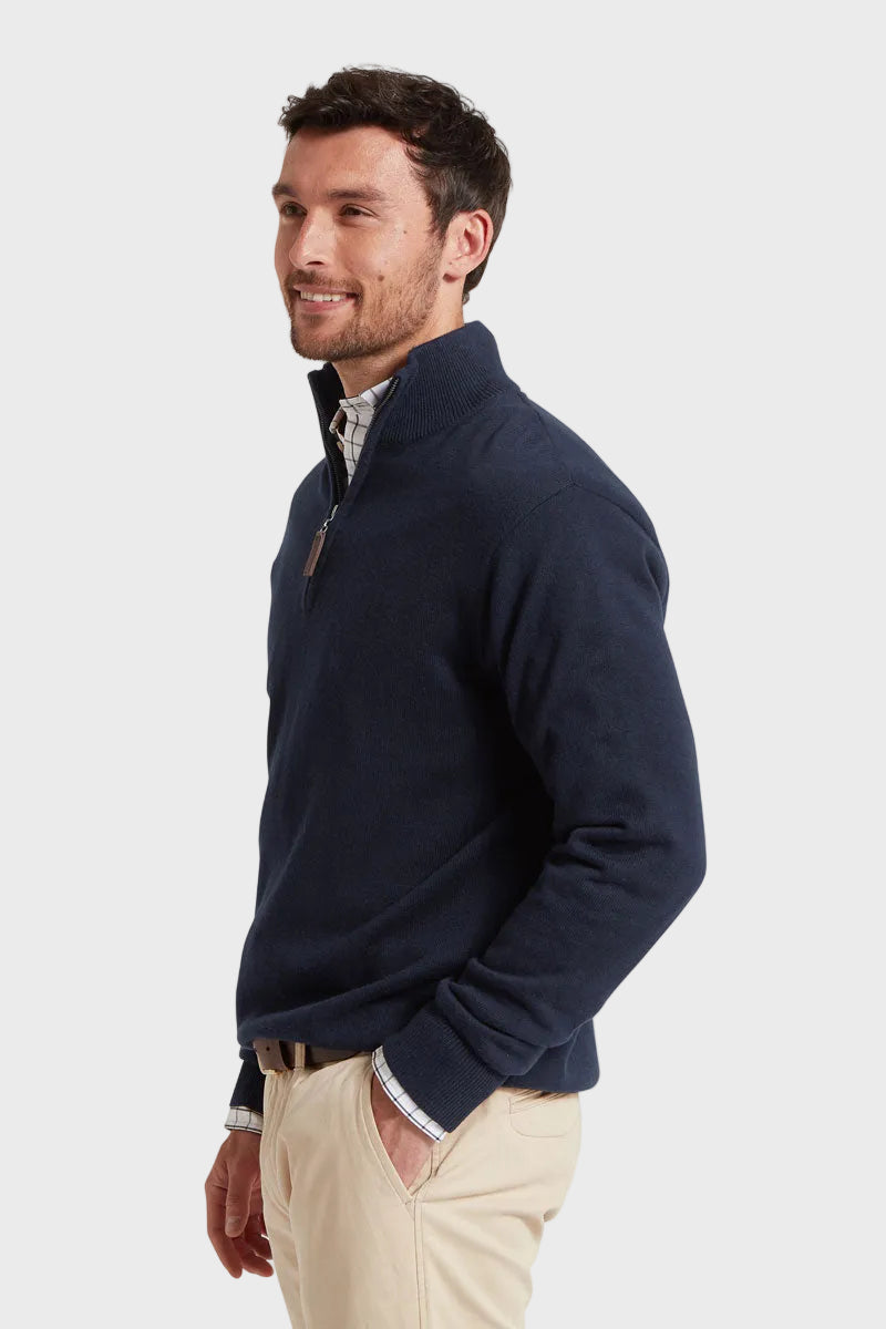 Schoffel Men's Calton Cable Quarter Zip Jumper Navy