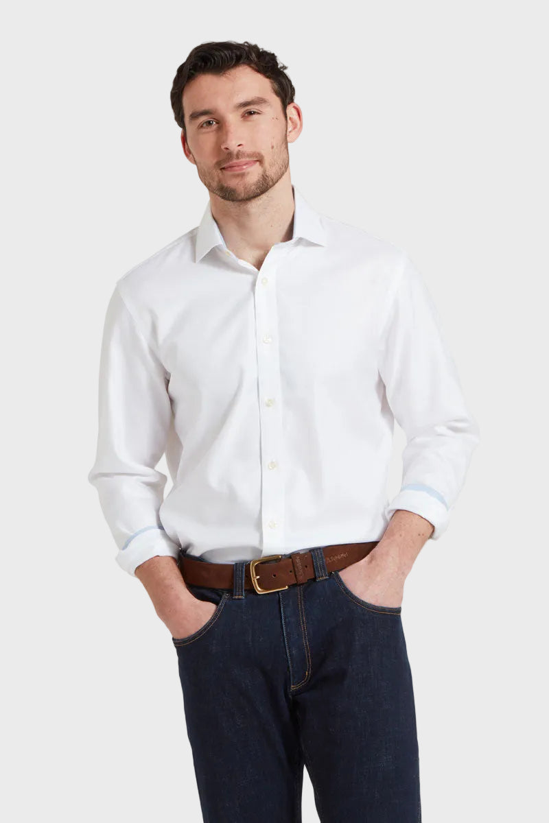 Schoffel Men's Greenwich Tailored Shirt White Diagonal