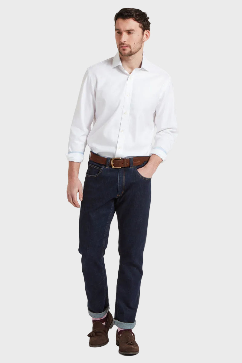 Schoffel Men's Greenwich Tailored Shirt White Diagonal