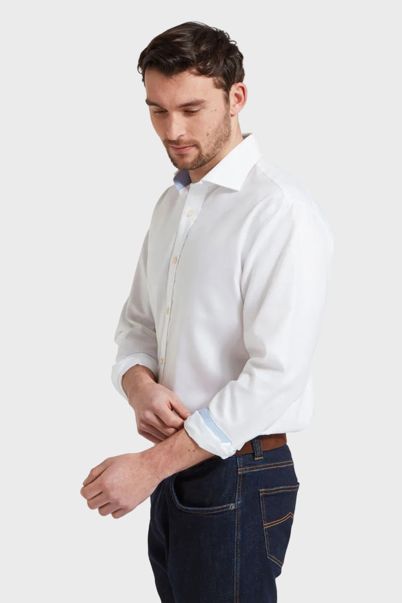 Schoffel Men's Greenwich Tailored Shirt White Diagonal
