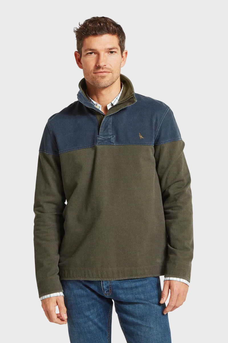 Schoffel Men's Helford Heritage Sweatshirt Peat Green Ptarmigan