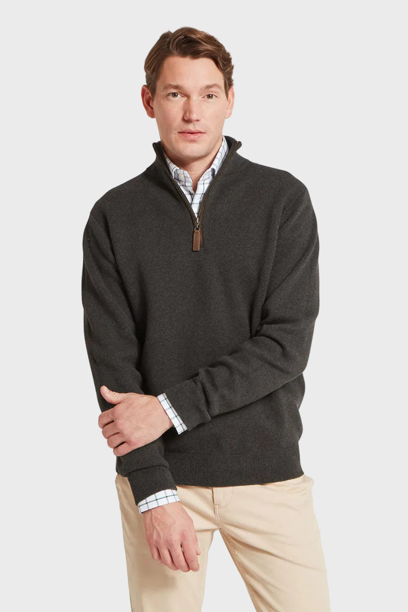 Schoffel Men's Marlow Quarter Zip Jumper Charcoal 