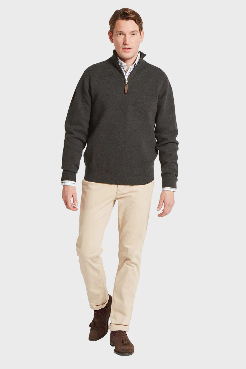 Schoffel Men's Marlow Quarter Zip Jumper Charcoal 