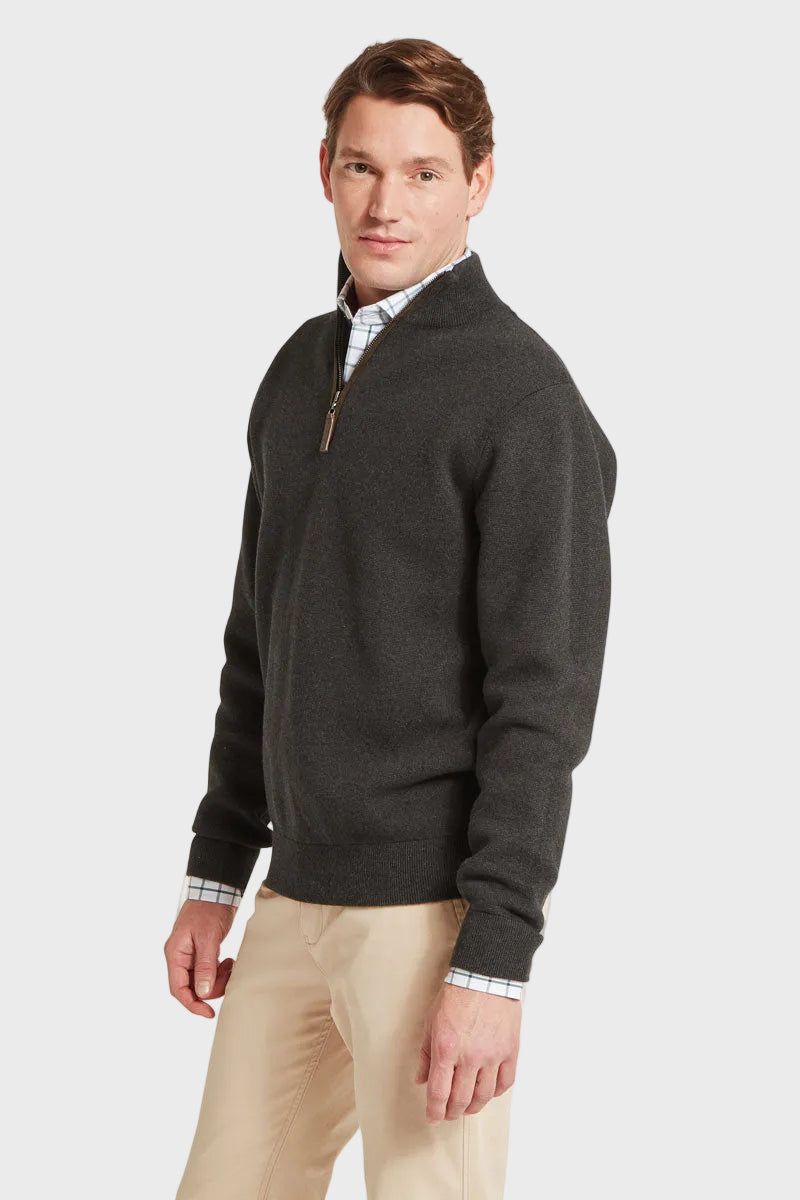 Schoffel Men's Marlow Quarter Zip Jumper Charcoal 