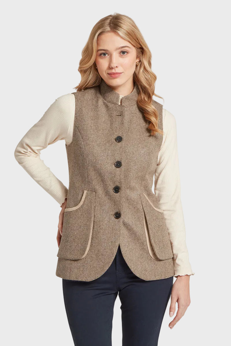 Schoffel Pennan Tweed Waistcoat Cobblestone Herringbone Tweed