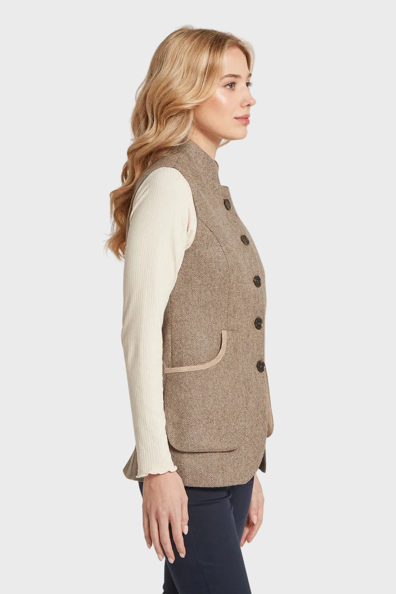 Schoffel Pennan Tweed Waistcoat Cobblestone Herringbone Tweed