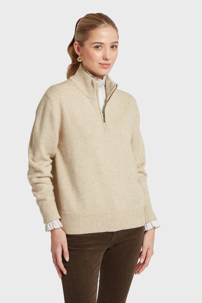 Schoffel Thoralby Quarter Zip Jumper Oatmeal 
