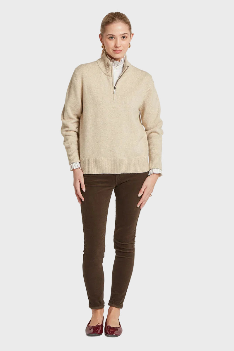 Schoffel Thoralby Quarter Zip Jumper Oatmeal 