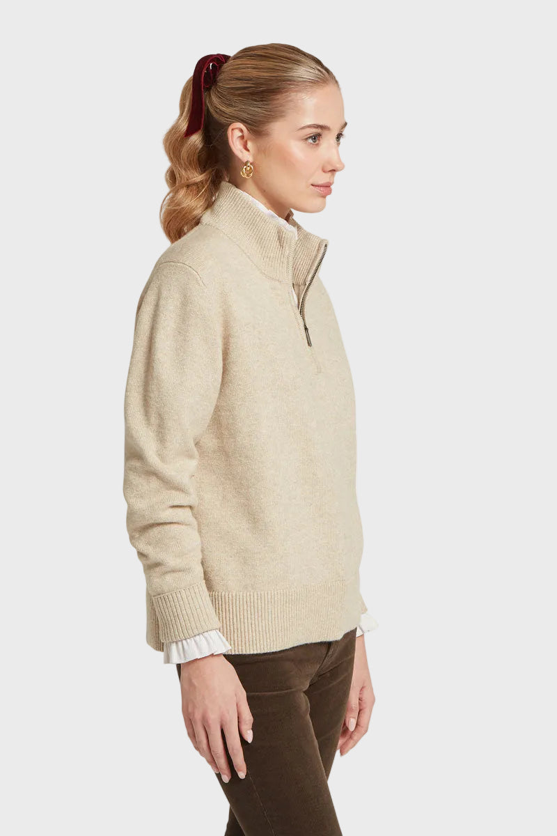 Schoffel Thoralby Quarter Zip Jumper Oatmeal 