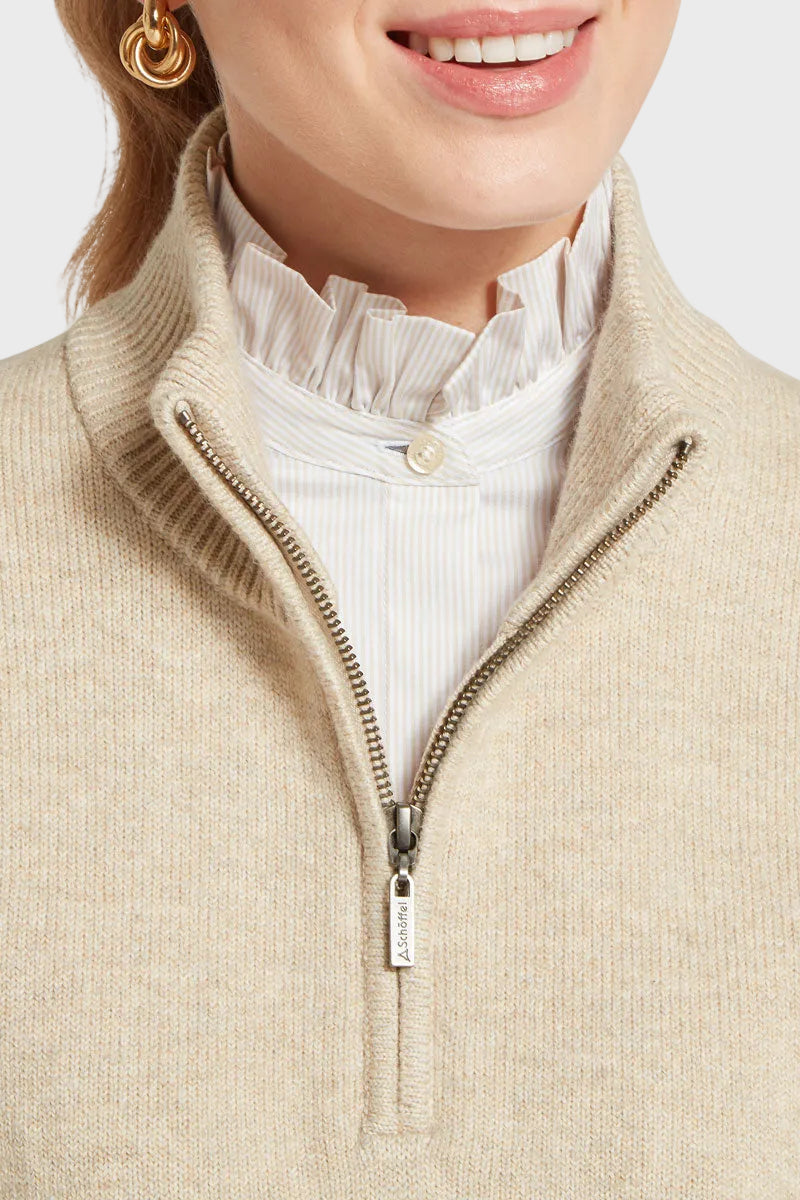 Schoffel Thoralby Quarter Zip Jumper Oatmeal 