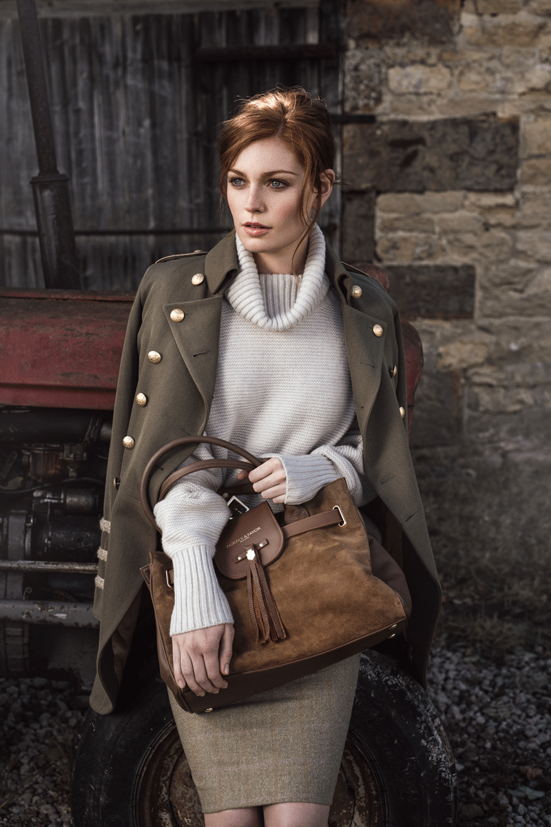 Fairfax & Favor Windsor Handbag Tan Suede