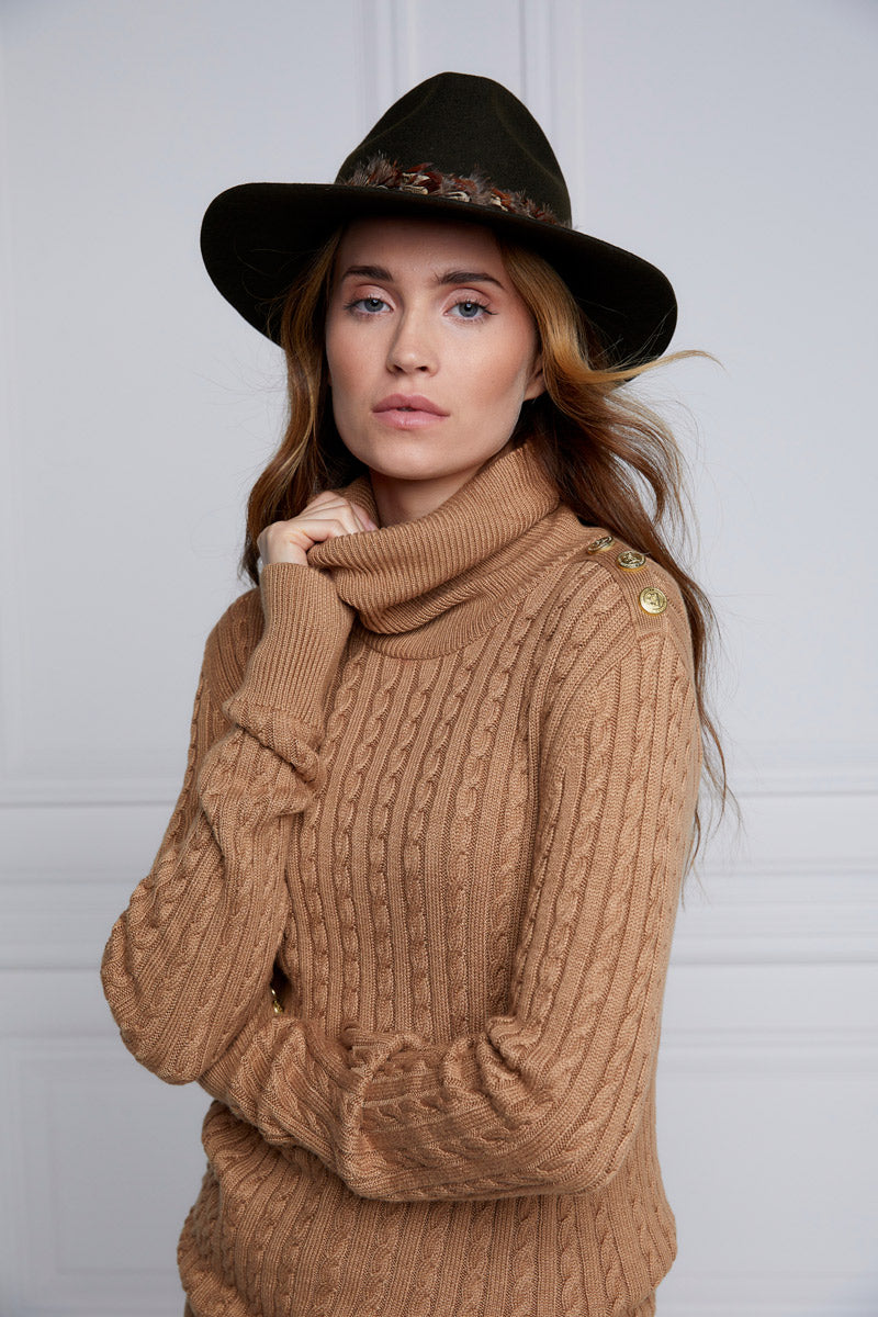 Holland Cooper Trilby Hat Double Feather Band Forest Green