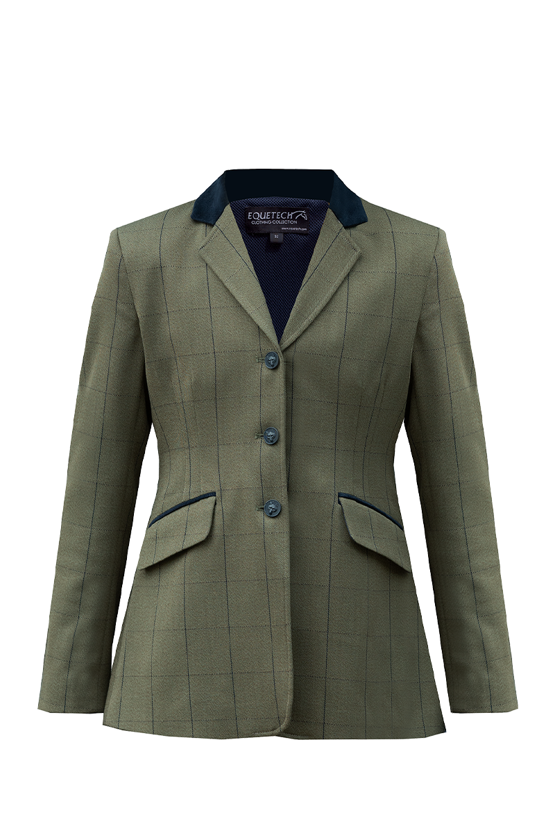 Equetech Junior Bellingham Deluxe Stretch Tweed Riding Jacket - Bellingham Green