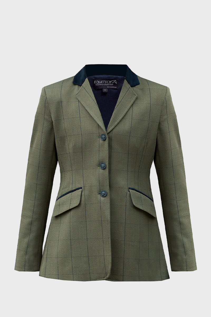 Equetech Junior Bellingham Deluxe Stretch Tweed Riding Jacket - Bellingham Green